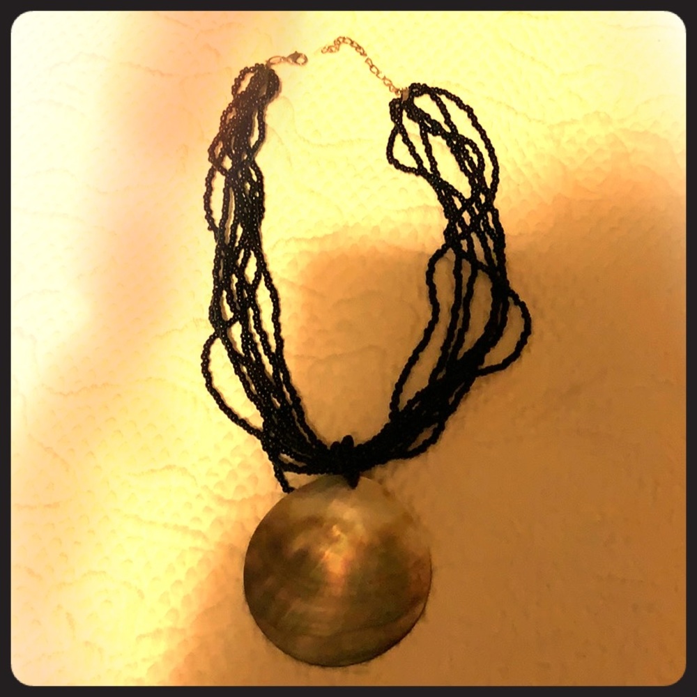 Unique Shell necklace with black beading